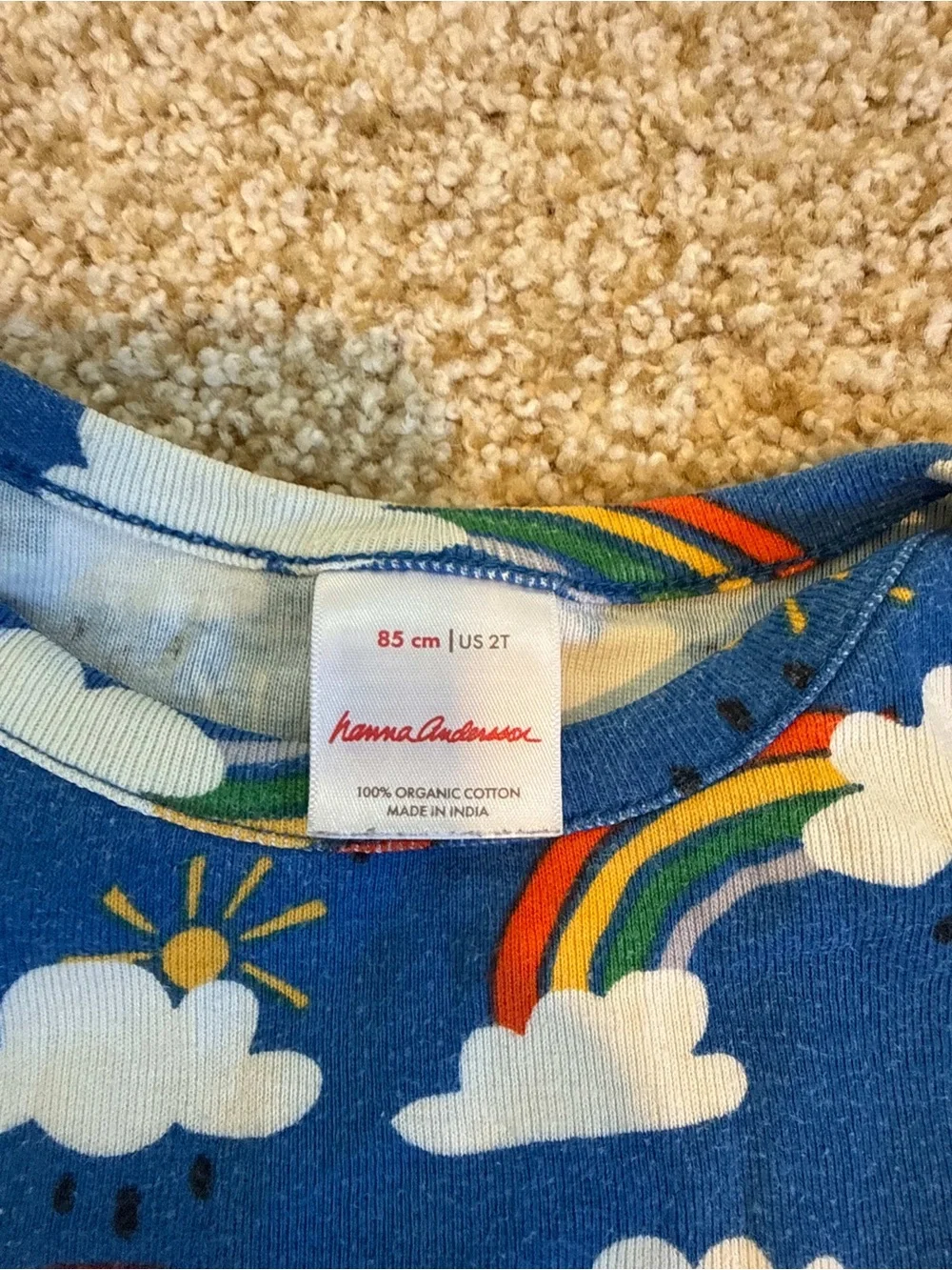 Hanna Andersson Royal Blue Rainbow & Cloud Baby One-Piece